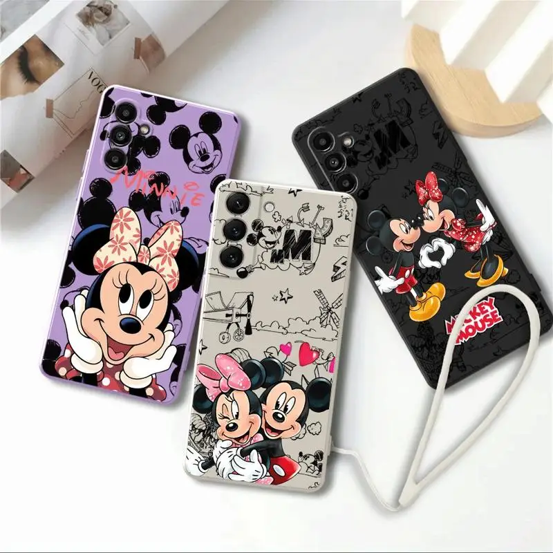 Disney-funda de teléfono de Mickey Mouse para Samsung Galaxy, cubierta líquida cuadrada, A50, A05S, A20s, A02s, A71, 4G, A10, A04, A30, A02, A10s