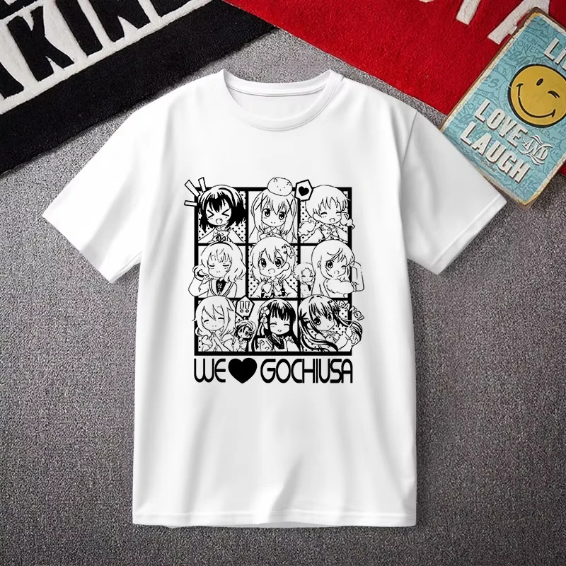 1pc Is The Order A Rabbit Japanese Anime Cotton T shirt Unisex Men Women Kids Summer Streetwear Casual Short Sleeve Tops
