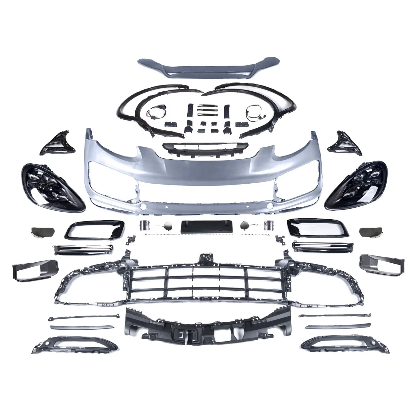 

Body Kit for Porsche Cayenne 958.1 2011-2014 Change to 9Y0 2018 Turbo Include Front Bumper with Grille Headlights Eye Brown