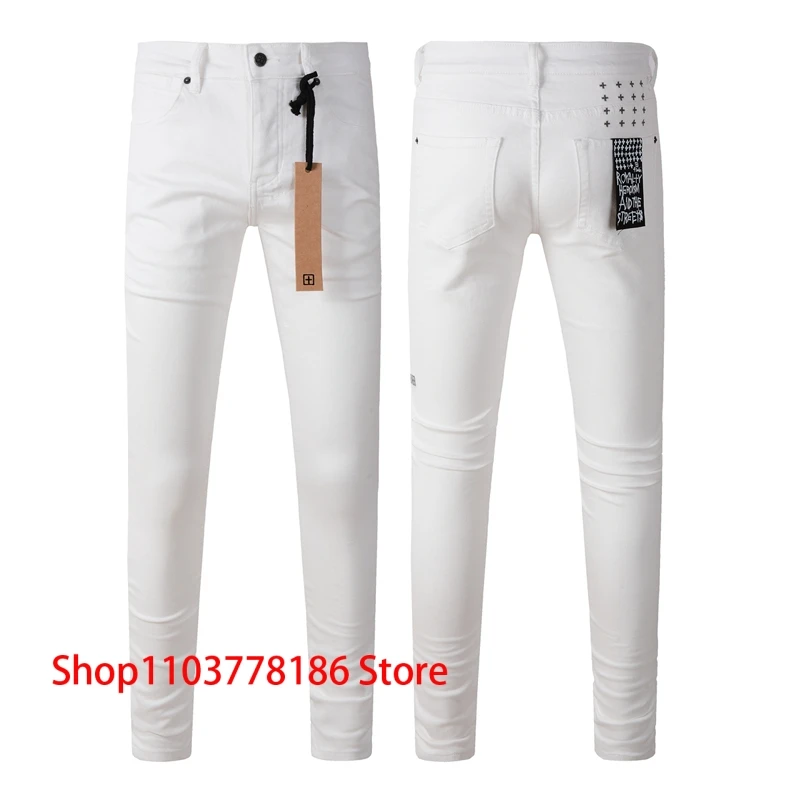 Ksubi Denim Pants Fall Trendy White Low Rise Elastic Skinny Trousers Unisex High Street Slimming Pencil Pant KSUBI Cross Jeans