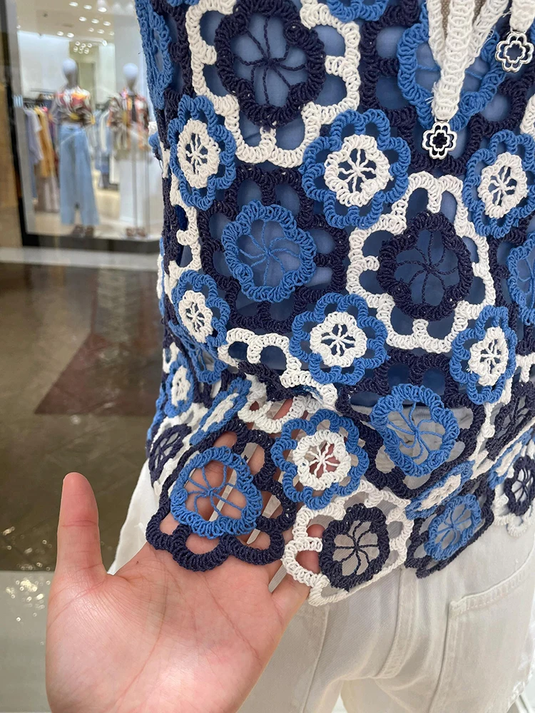 

High-End ort Women's Vest Strap Spring Summer Commute Sle Splicing Floral Color Colion South Oil Premium Women's Clothing