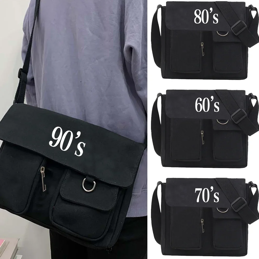 

2024 Canvas Crossbody Bags Youth Large Capacity Ladies Shoulder Bag Fashion Casual Years Print Women Messenger Bag with Pendant