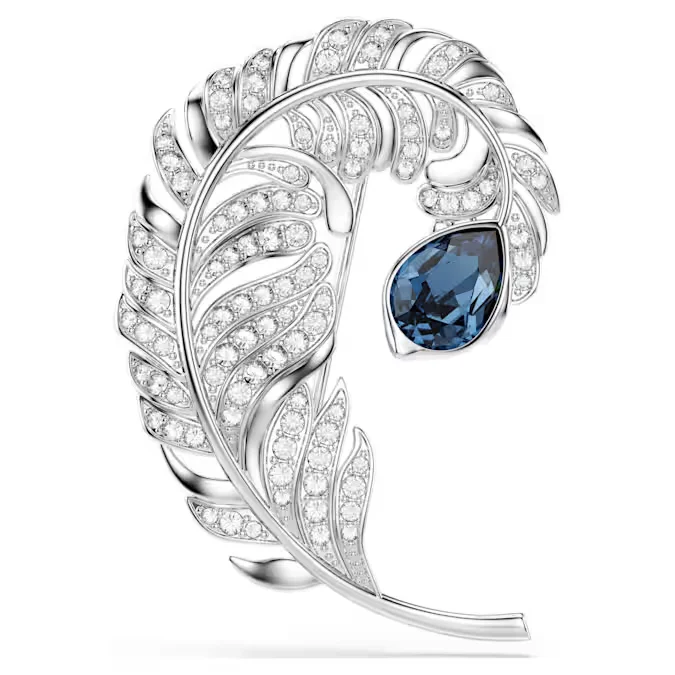Women's 2026 Anniversary Blue Feather Geometric Crystal Set