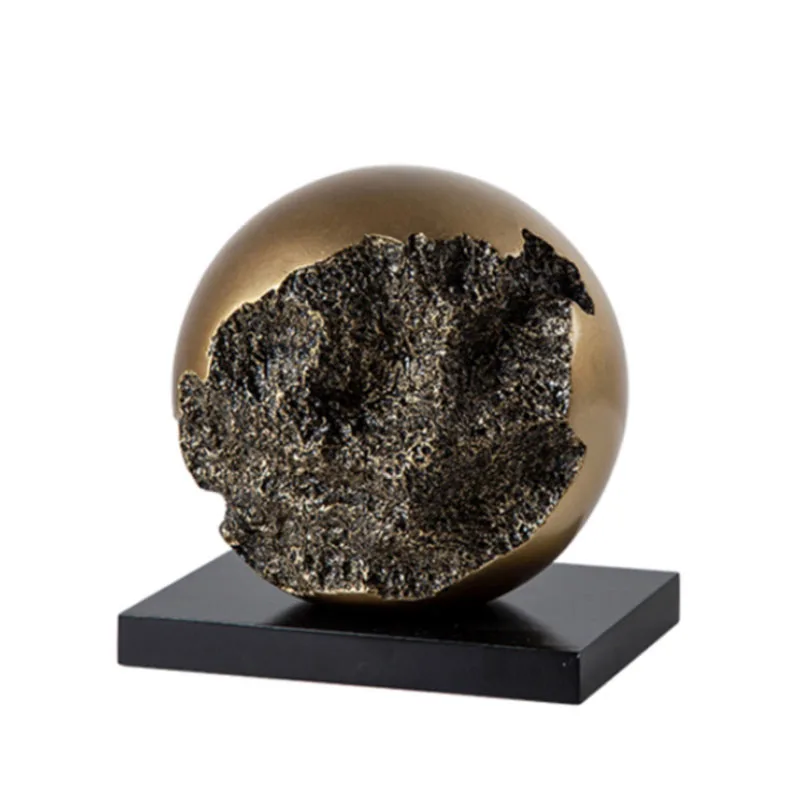 

Modern Home Decor Abstract Artwork Globe Alloy Ornaments Imitation Bronze Spherical Sculpture Desk Decoration Crafts Statue