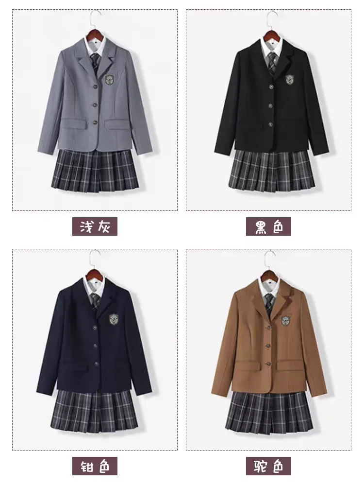 Uniformi scolastiche giapponesi per ragazza autunno inverno Blazer lungo multicolore set gonna a pieghe JK Sailor Tie Anime Cos costumi donna