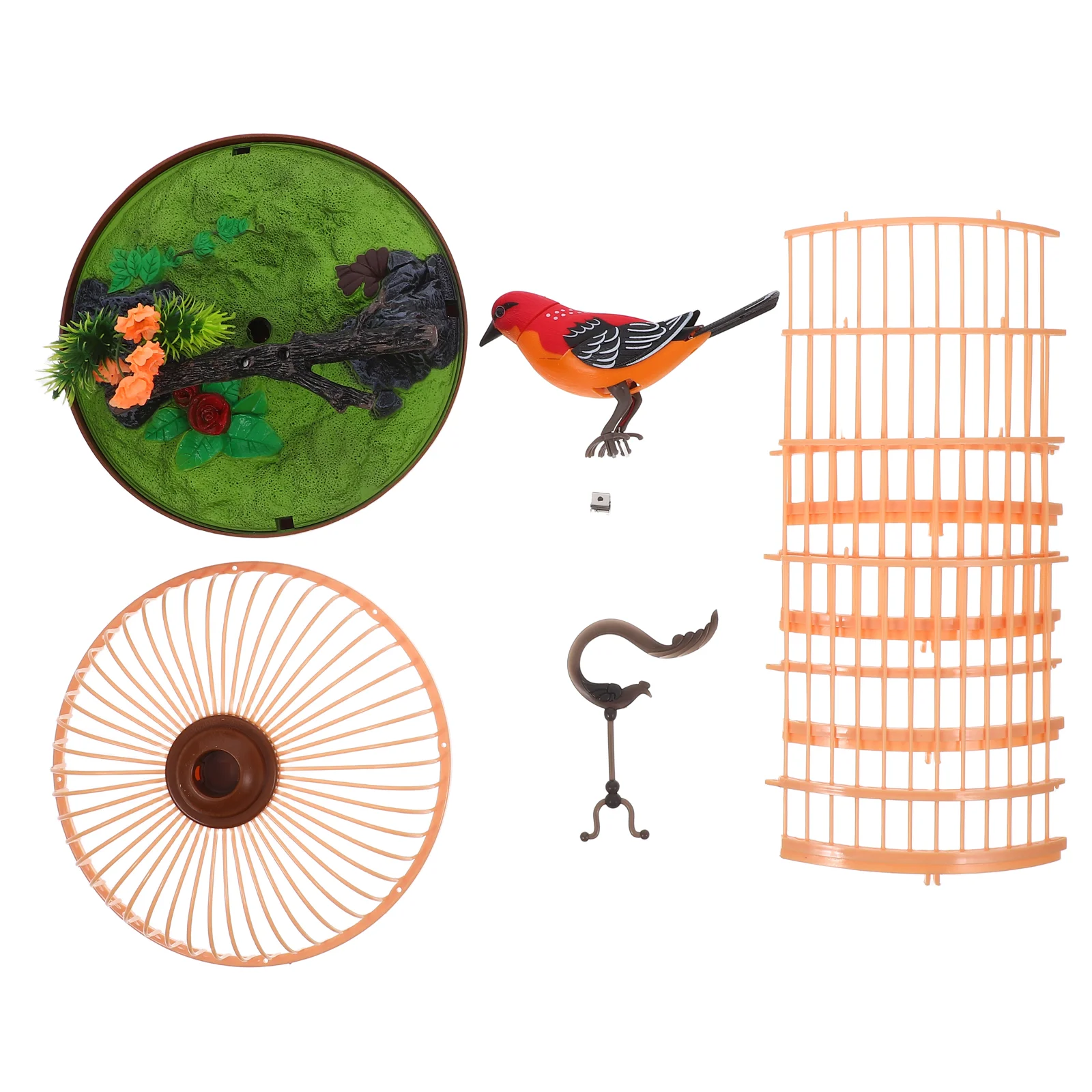 Singing Bird Toy Plastic Cage Realistic Sounds Movement Educational Plaything for Kids Voice Control Cages