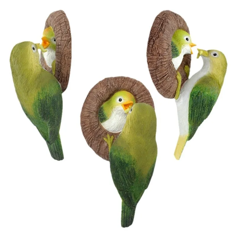 ‌Realistic Bird Tree Ornament - Handmade Resin Garden Decor for Patio & Balcony
