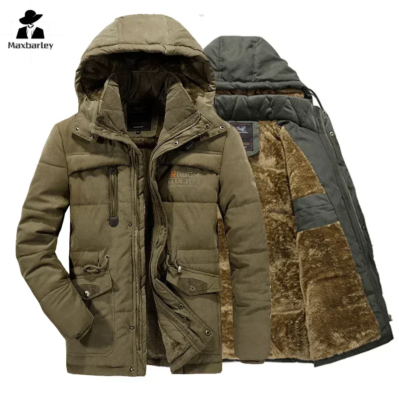 Parka épaisse à capuche pour hommes, manteau chaud, vestes décontractées, pardessus en fourrure, vêtements d\'extérieur imperméables, hiver