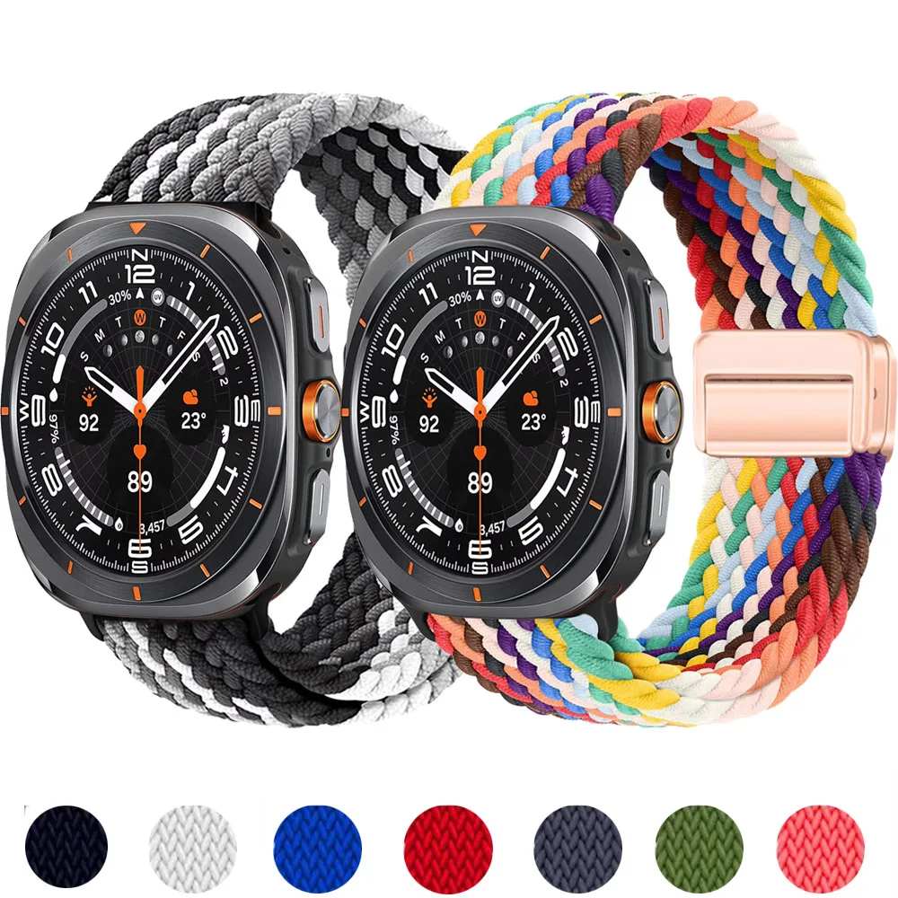 Braided Loop For Samsung Galaxy Watch 7 Ultra Strap 47mm Accessories Magnetic Nylon Bracelet Correa Galaxy Watch Ultra Band 47mm