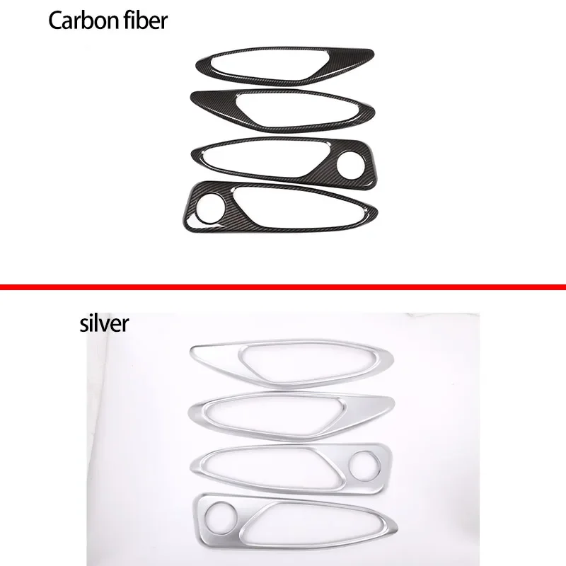 4Pcs Carbon Fiber Style ABS Plastic for Alfa Romeo Giulia 2017-2022 Car Chrome Interior Door Handle Frame Cover Trim Accessories