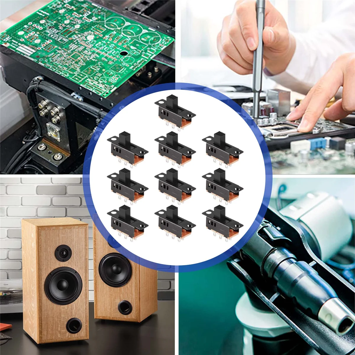 

SCYA 10 шт., высокая ручка, 6-контактный, 3-позиционный DPDT, ползунковый переключатель панели, 0,5 А, 50 В постоянного тока