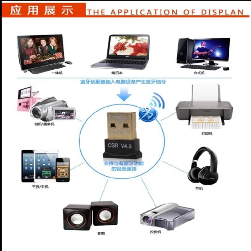 Desktop Laptop Transmitter Receiver USB Bluetooth Adapter 4.0 Headphones Keyboard Mouse Printer