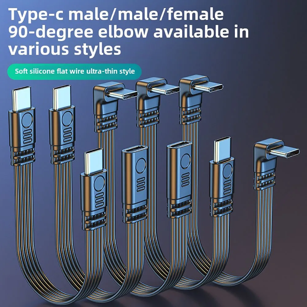 90 Degree USB C to Type C 5cm Cable Male to Female Fast Charging 3A Data Extension Cord for Samsung Xiaomi Short Charging Cord