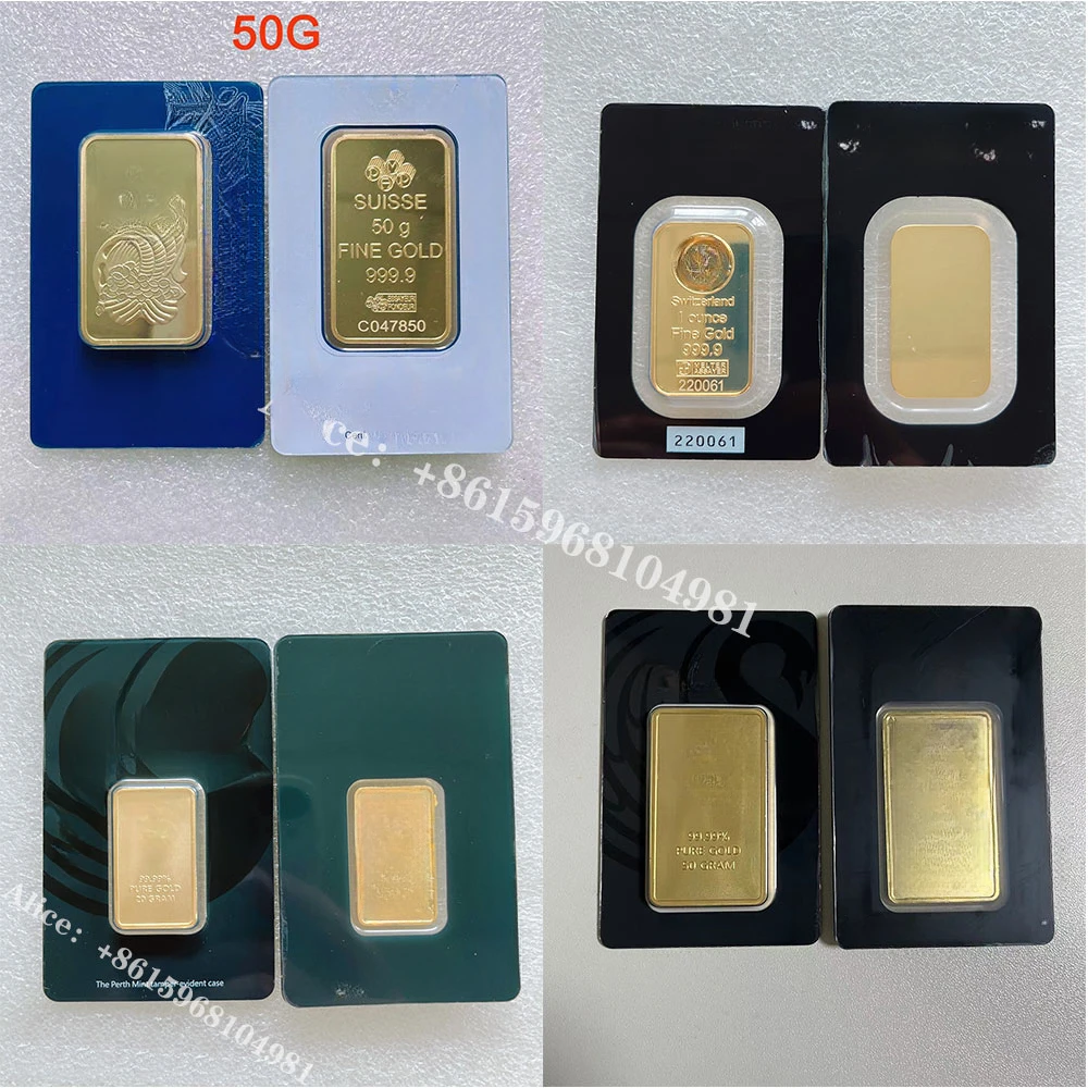 1oz 50g 10g 5g Gold Bar metal Non-magnetic Copper Golden bullion Bar Different Serial number Seal Package for nice collection