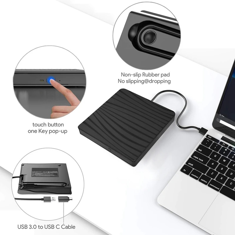 USB 3.0/Type-C Slim External DVD RW CD Writer Drive Burner Reader Player Optical Drives For Laptop PC