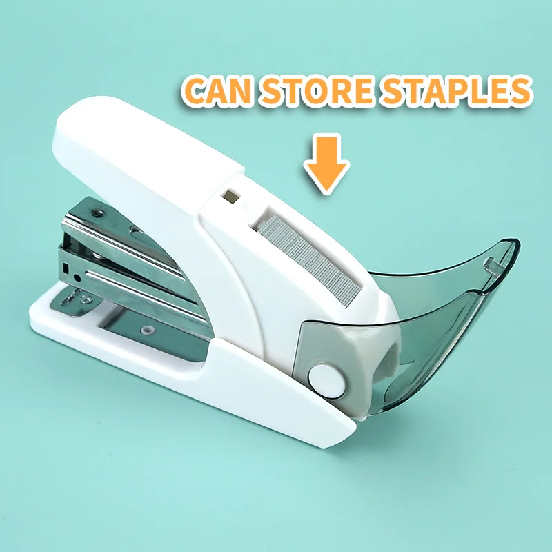 HUAJIE 1 قطعة دباسة مكتب صغيرة محمولة خفيفة الوزن - توفير الجهد دباسة سطح المكتب شديدة التحمل مع مساحة تخزين ثابتة