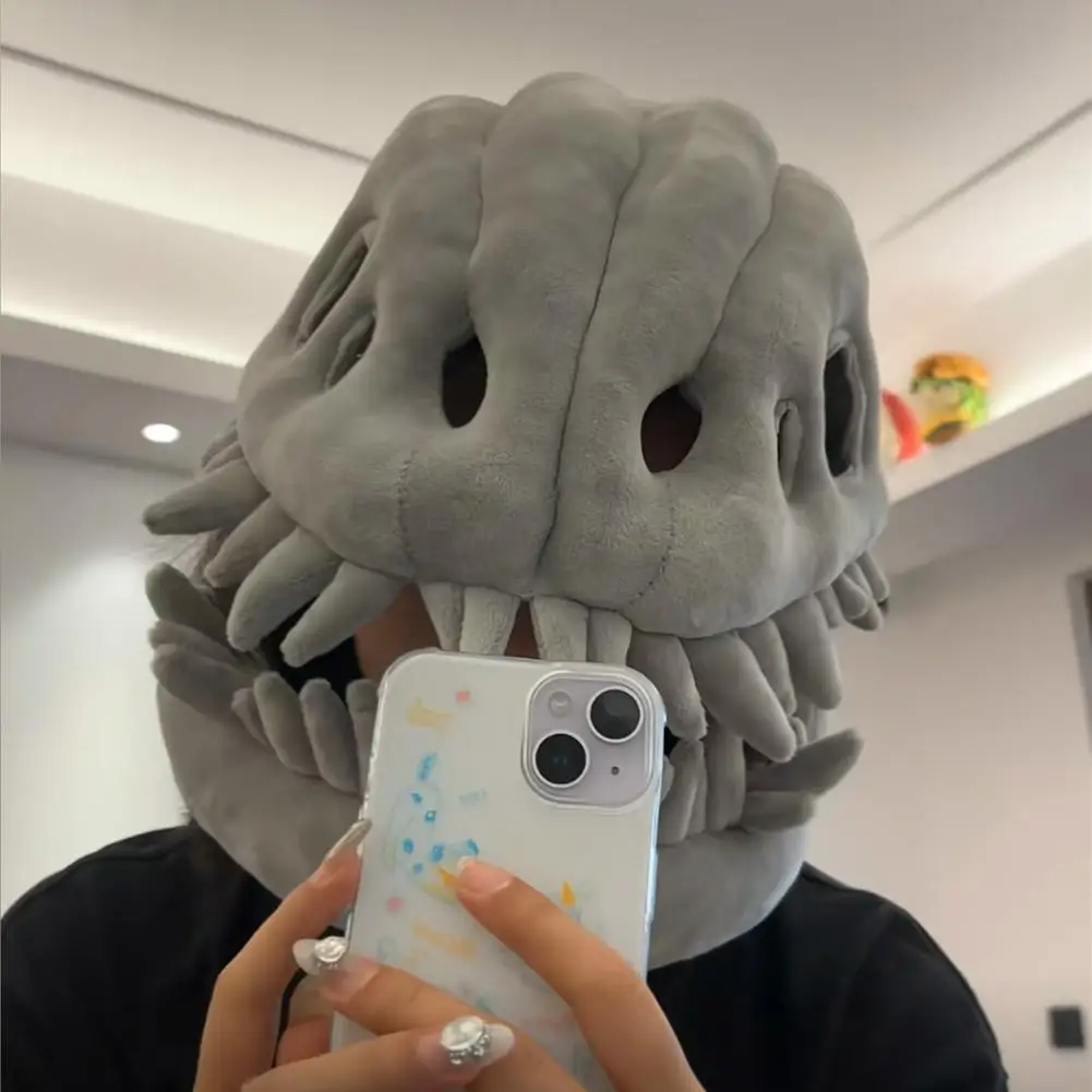 Realistic Dinosaur Skeleton Costume Set Halloween Carnival Fun Skeleton Dinosaur Party Costume Headgear Dress-Up Fossil Jumpsuit