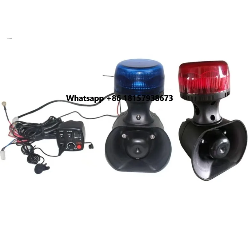 

Horn Speaker 12V Motorcycle Bike Horn Speaker Amplifier Alarm Motorcycle Siren with Red Beacon Warning Light