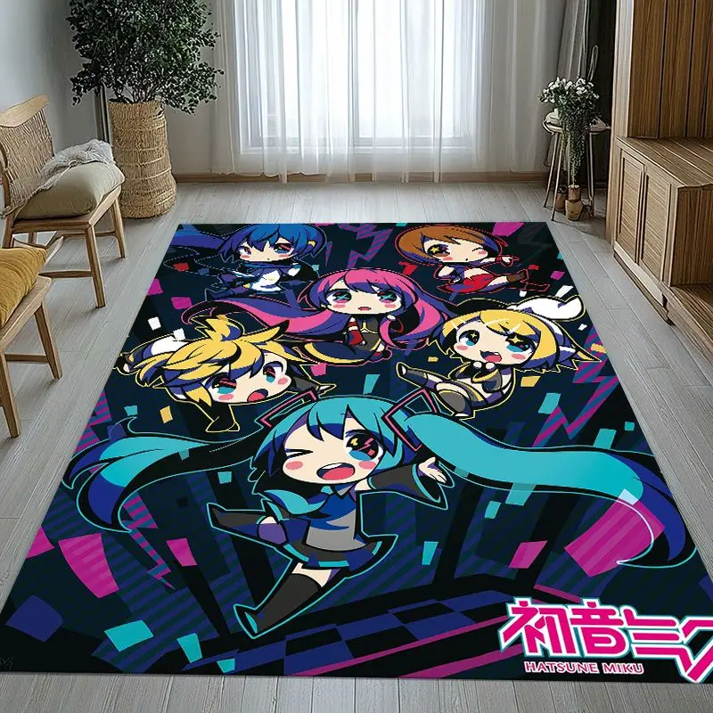 Japan Music Girl M-MIKU Cute Cartoon Soft Non-Slip Area Rug for Living Room,Bedroom Playroom Carpet Mat for Sofa,Home Decor Gift