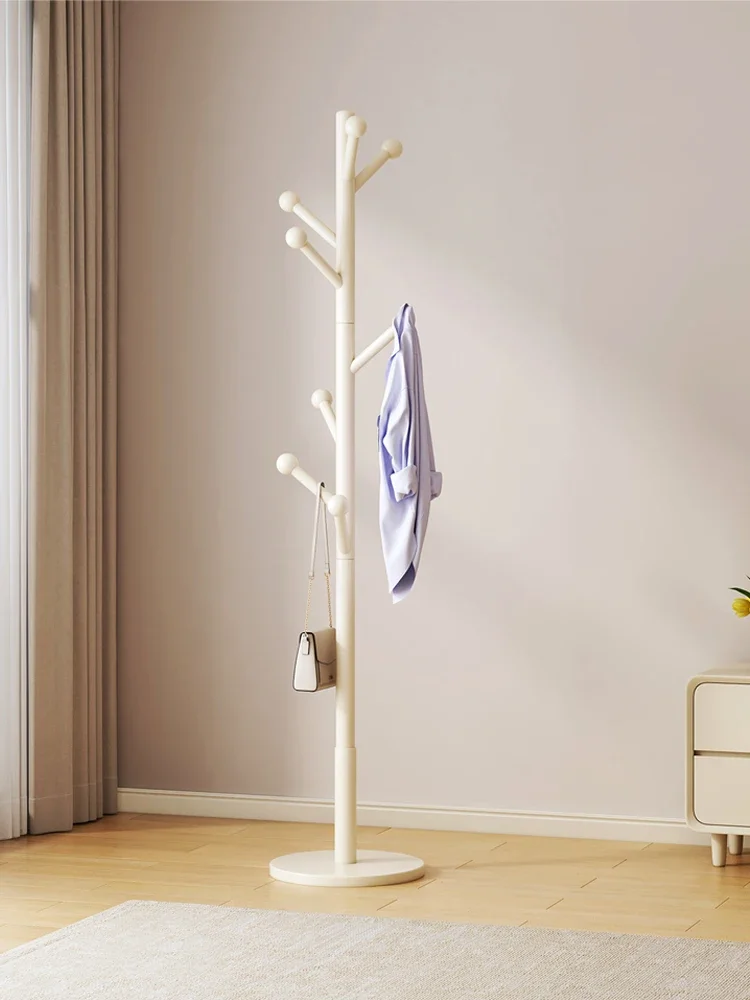 

Cream windbreaker rack, ground coat hat rack, solid wood clothes rack, household bedroom clothes , simple vertical bag