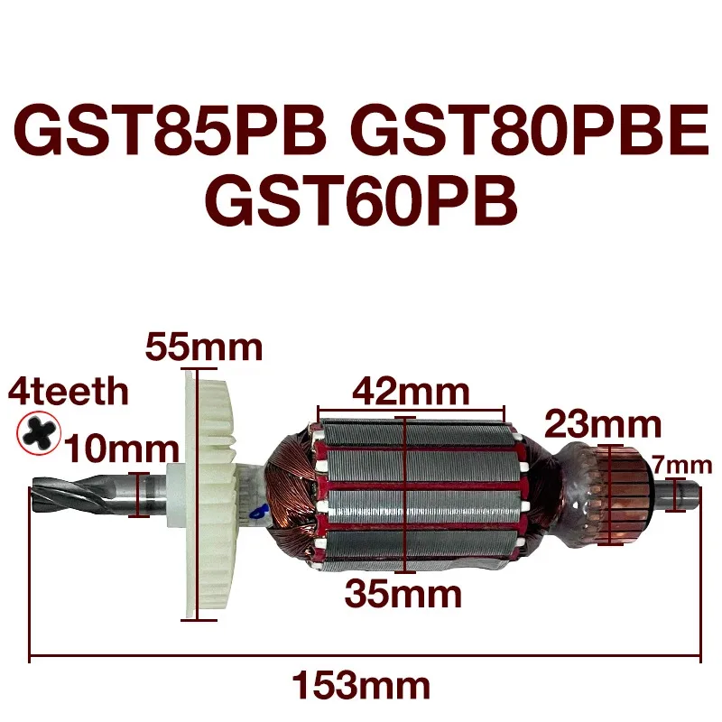 

AC220-240V Armature Rotor Anchor Coil Replacement Parts for Bosch GST85PB GST80PBE GST60PB 4teeth Jigsaw Power Tools