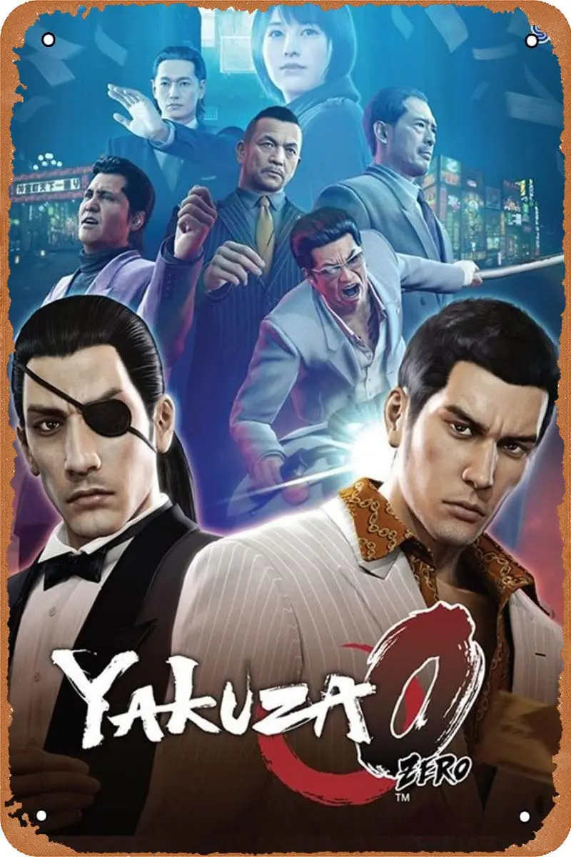 Yakuza 0 Video Game Poster Vintage Metal Tin Sign Metal Plaque Decor Gifts 12x8 inches