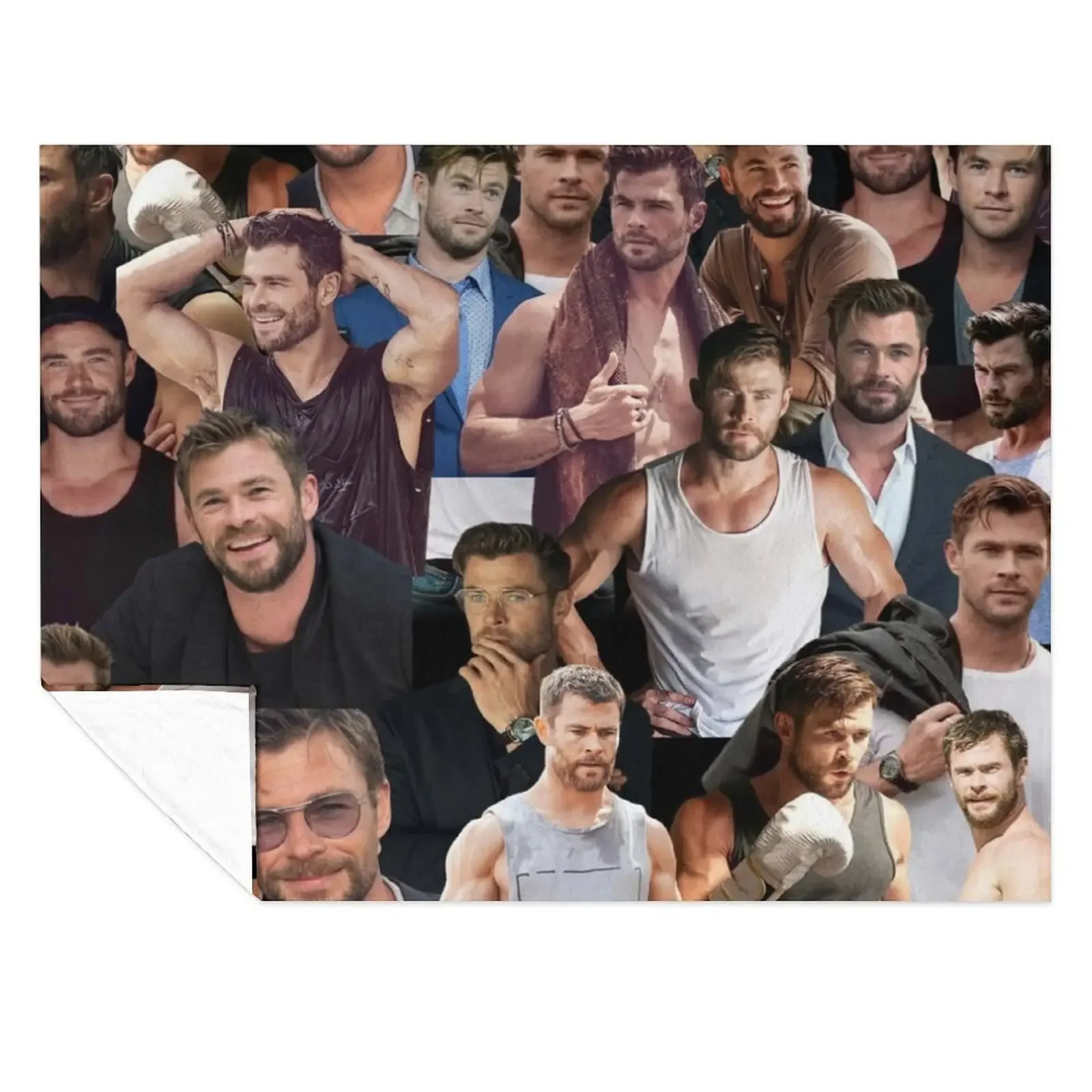 

Chris Hemsworth photo collage Throw Blanket blankets ands Bed Fashionable Soft Beds cosplay anime Blankets