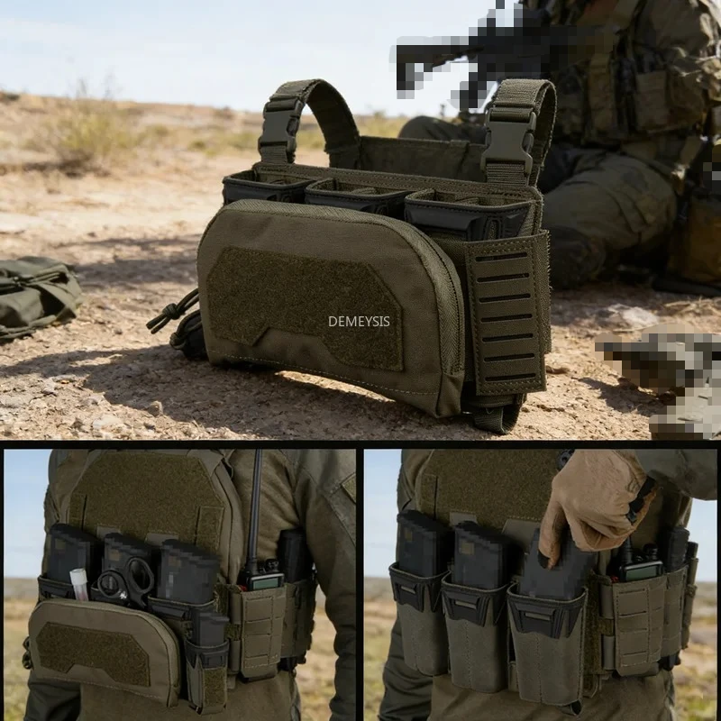 Taktische 2-lagige Admin-Tasche mit mehreren Kaliber-Triple-Mag-Tasche für M4 5,56 PCC 9 mm Beutel Aifsoft Plate Carrier Front Bag