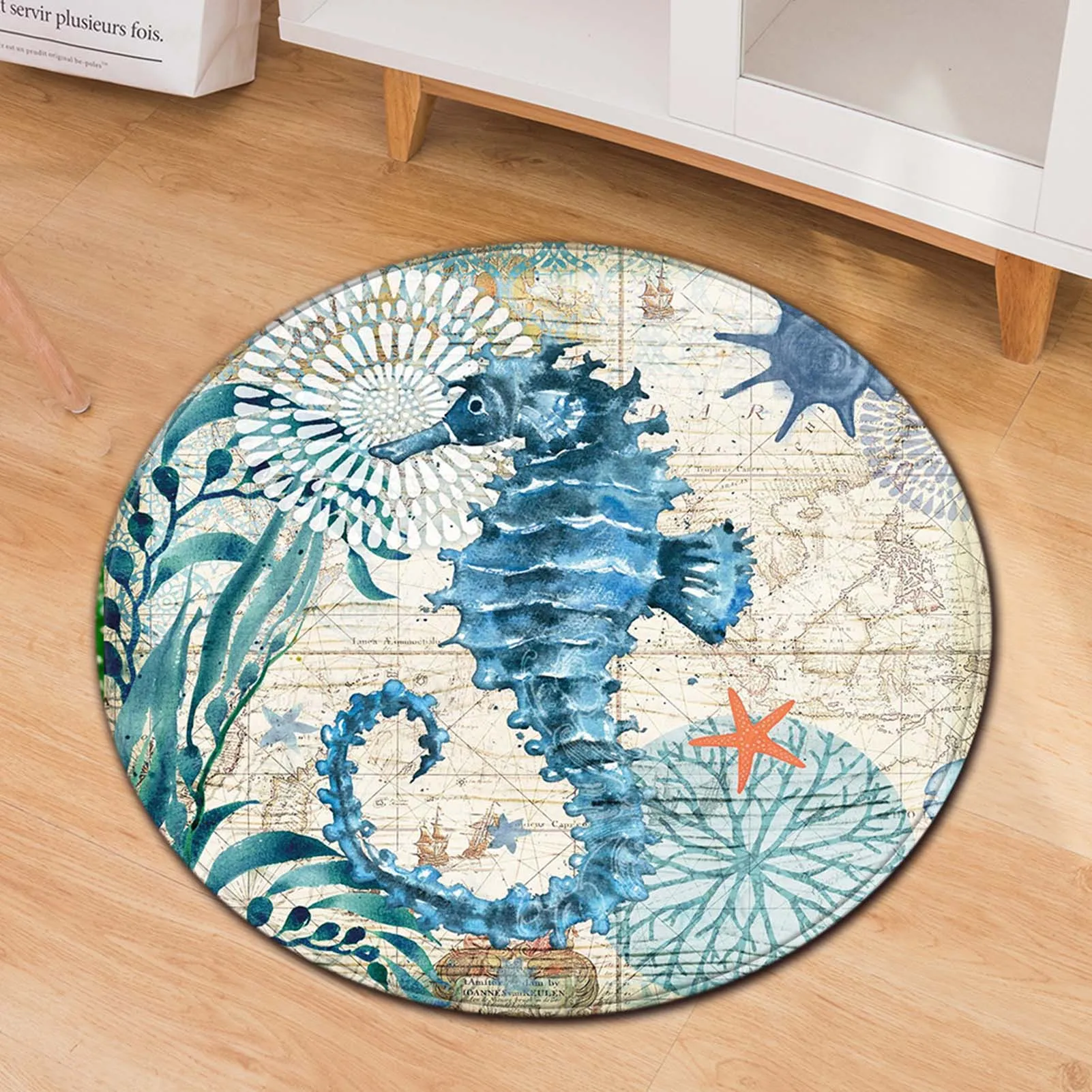 Creative Round 120cm Yoga Mat Spoe Mat Leisure Horts Fitness Anti-slip Mat Turtle Whale Hippocampus Pattern Dancme Carpet