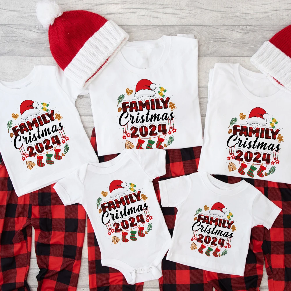 Family Christmas 2024 Print Shirts Family All Together T-shirt Xmas Party Family Clothes Christmas Gifts Adult Kids Baby Tee Top