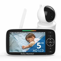 Babystar 5inch HD baby monitor with 30-Hour Battery Pan-Tilt-Zoom Video Baby Monitor with Camera and Audio Night Vision,VOX