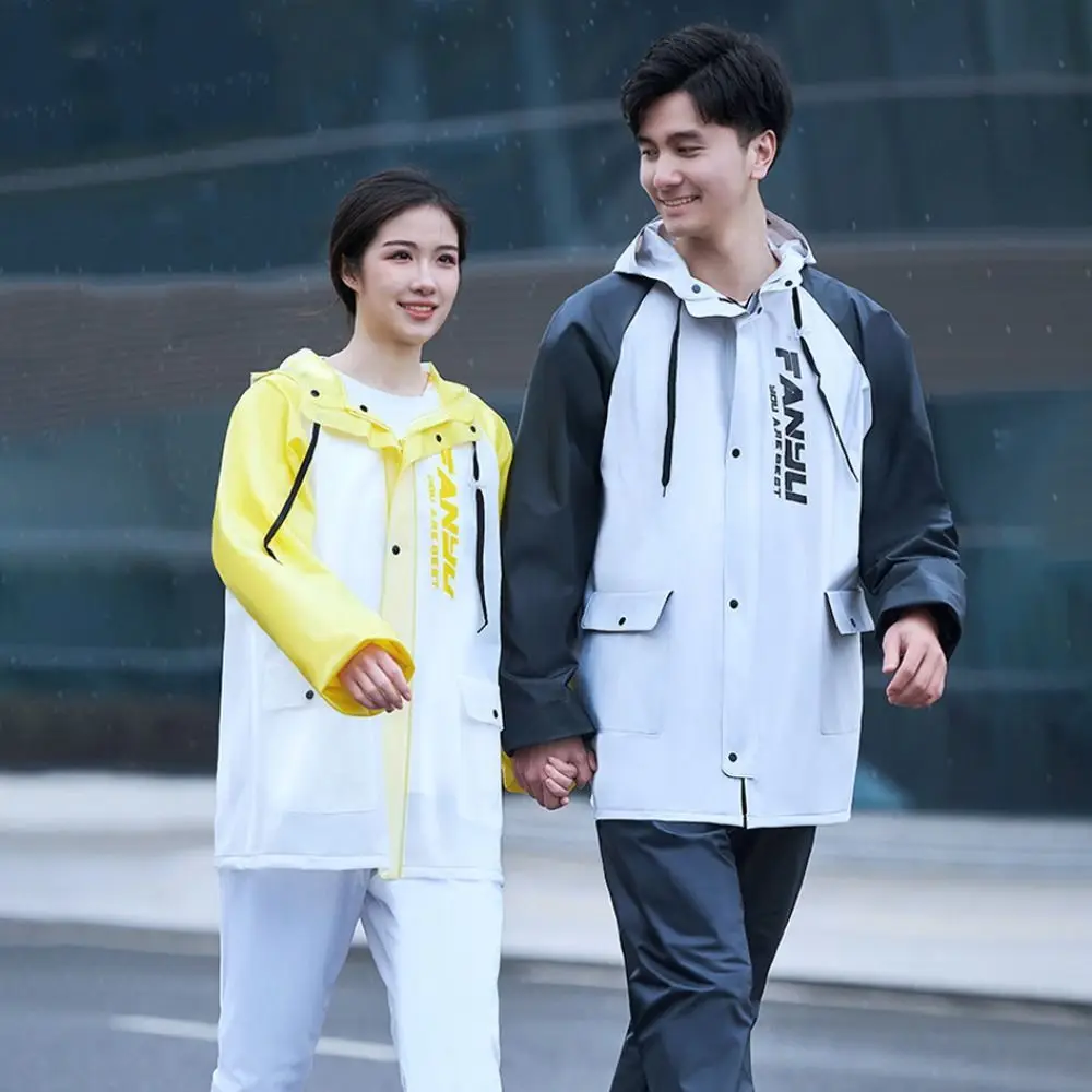 비옷 바지 세트 두꺼운 우비 바지 세트 패션 스타일리시 분리형 우비 유니섹스 스타일 방수 세트 여성용