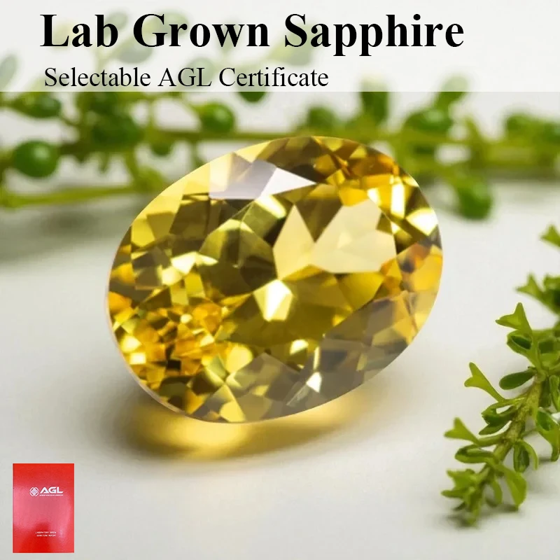 

Top Lab Sapphire Canary Yellow Color Oval Cut Synthetic Gemstone for Diy Jewelry Making Selectable Certificate