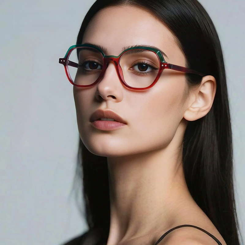 

Fashion Red Green Christmas Design Prescription Glasses TR90 Frame Anti Blue Light Myopia Eyeglasses for Women Men
