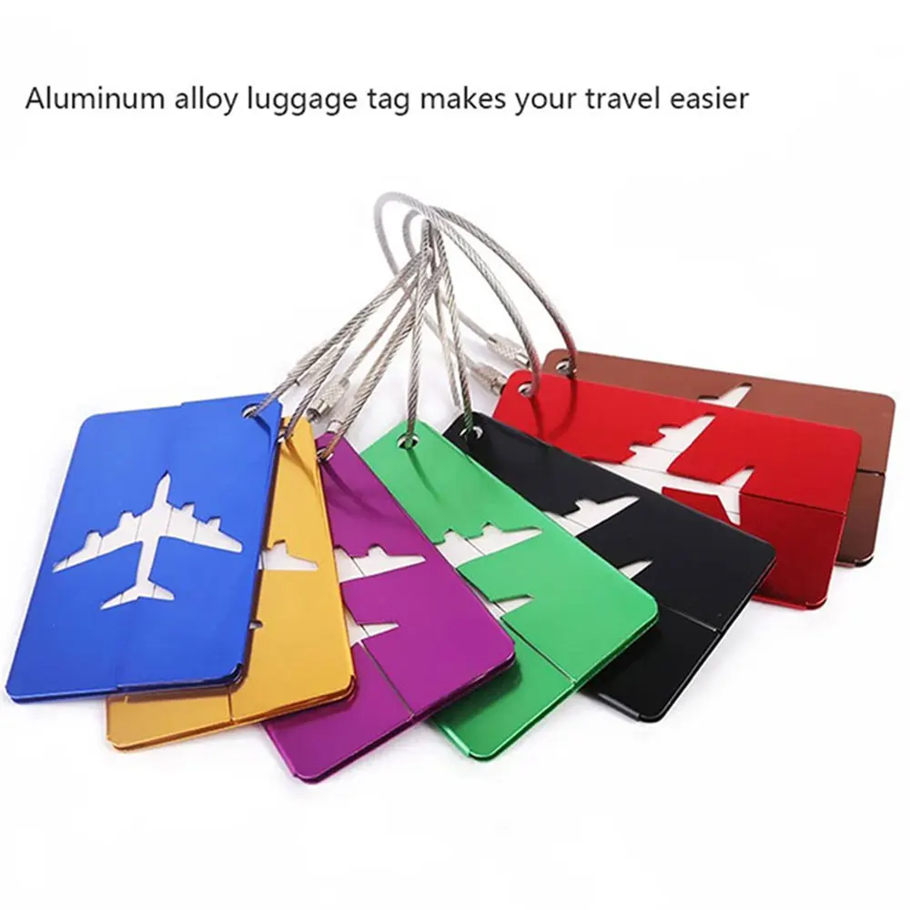 10 Pcs Aluminum keychain Ring personalised Name Tag Boarding Tags Aircraft Check-In Elevator External Travel ID Tag Card Holder