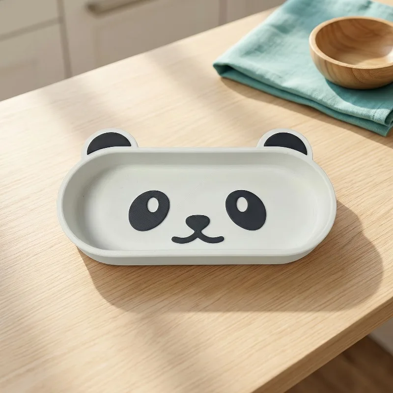 Cute Panda Face Jewelry Tray Eyeglasses Key Storage Dish Desktop Organizer Plate Decorative Vanity Tray Entryway Desk Bathroom