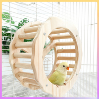 1pc Bird Wheel Toy Interactive Spinner Wheel Wooden Birds Toys Cage Accessories For Conures Parakeets Parrots Cockatiels Budgies