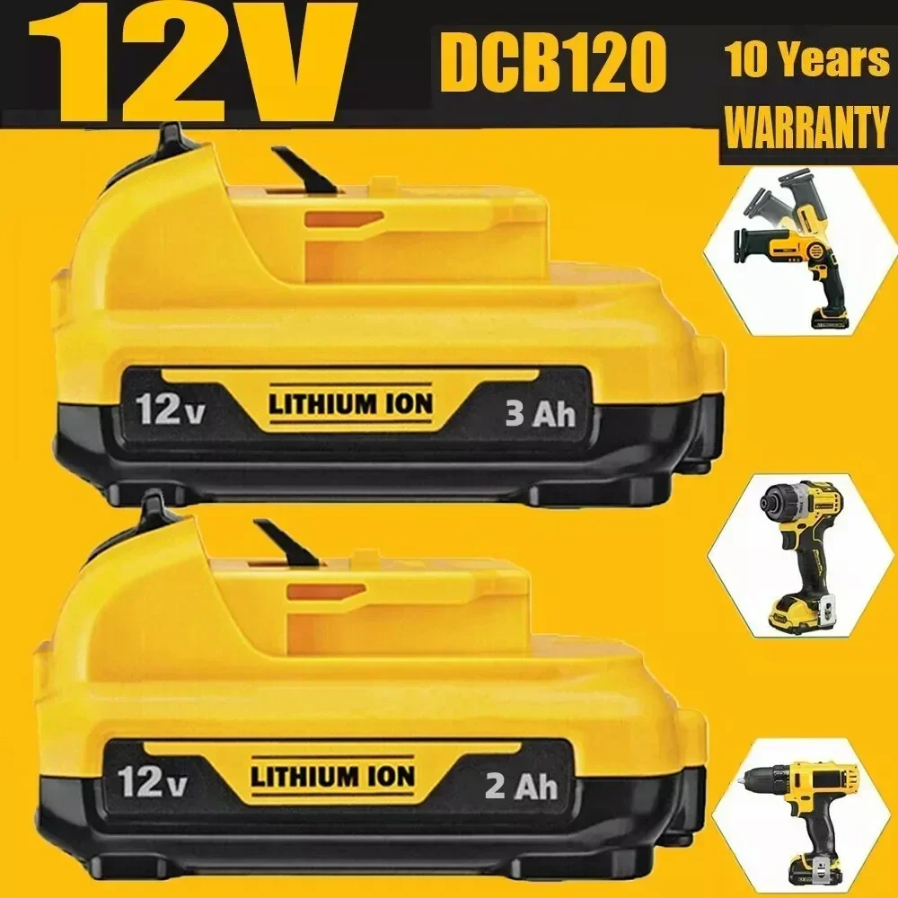 

Cordless/Rechargeable for Dewalt DCB120 Lithium ion Batteries 12V 3.0Ah Battery DCB124 DW089LG DCD701F2 Power Tools/Laser Level