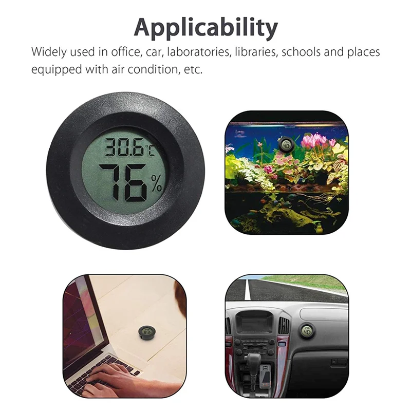 A96I-10-Pack higrómetro termómetro Monitor LCD Digital medidor de humedad para humidificadores deshumidificadores Gre