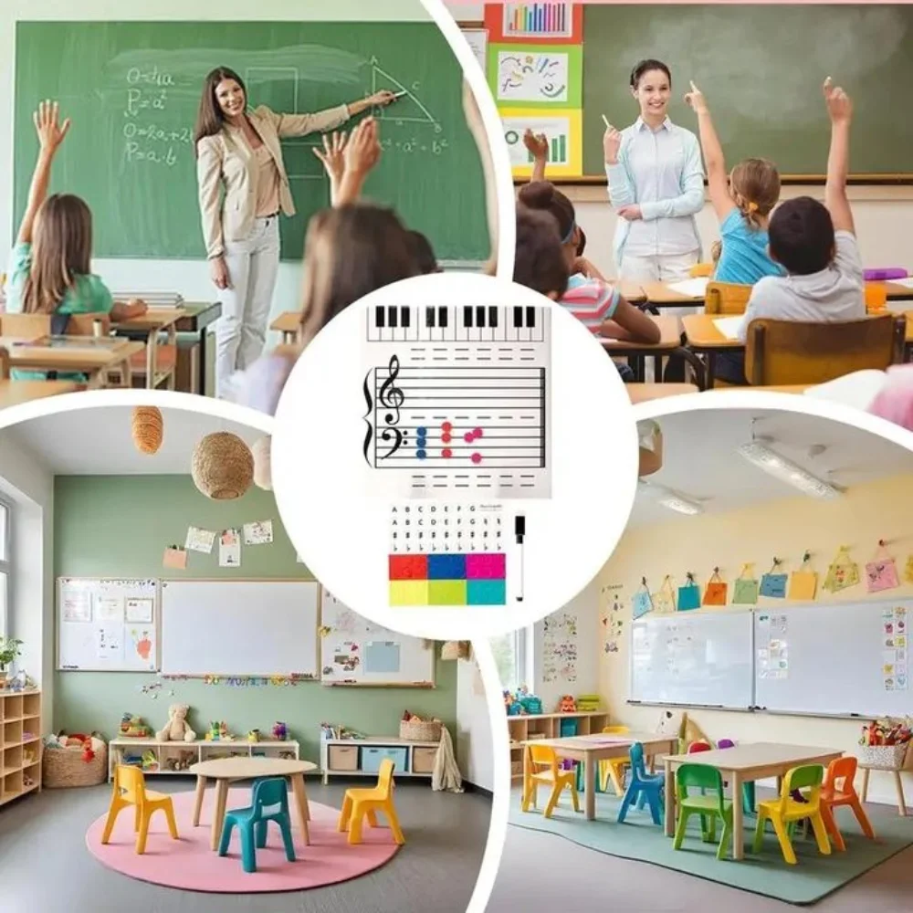 Writing Music Score Whiteboard Erasable Practice Music Teaching Tool Reusable Dry Wipe Magnetic Music Notes Stickers School