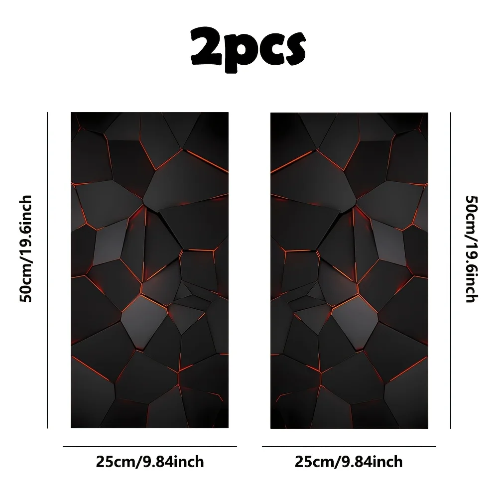 2 pieces of broken orange light irregular grid car sticker, waterproof, scratch-proof and sun-proof B-pillar protective film,