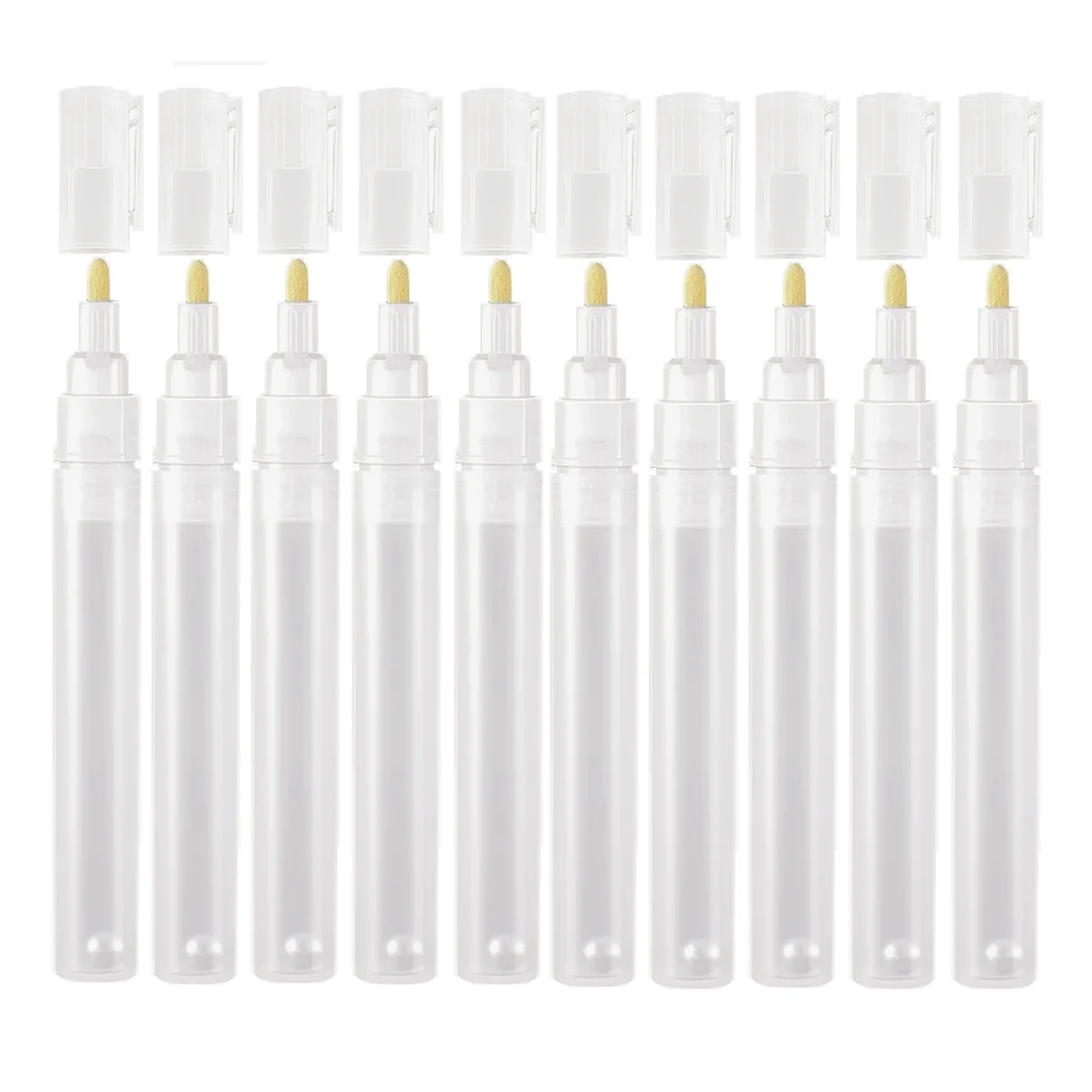 ABLK 10Pack 3mm marqueurs de stylo de retouche de peinture vierge remplissables vides, stylos marqueurs de peinture à tête inclinée ronde pour l'artisanat de peinture d'art
