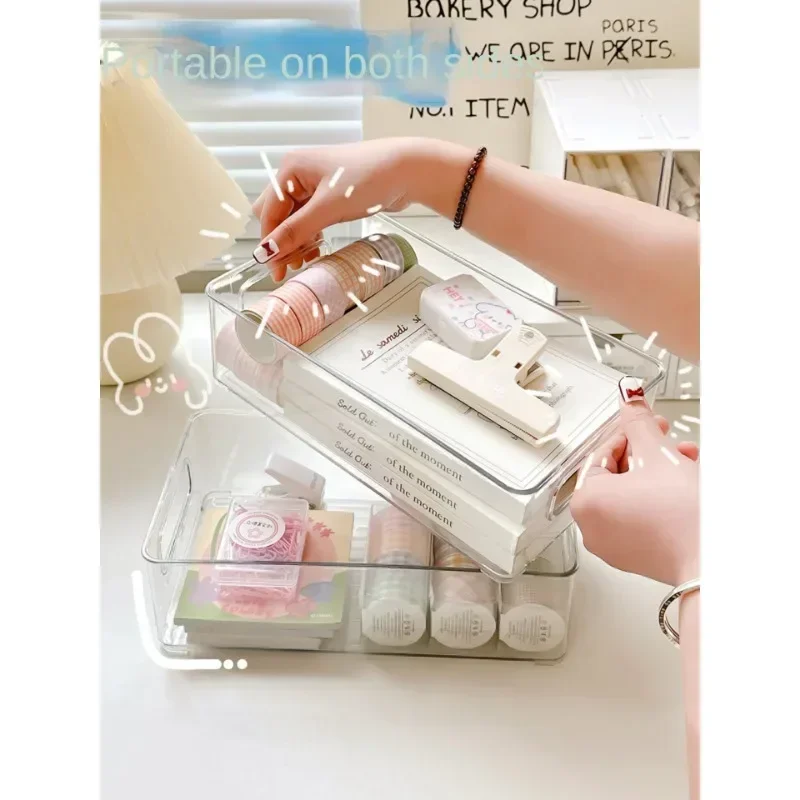 Acrylic Storage Box Desktop Cosmetics Transparent Plastic Box Dormitory Household Facial Mask Skin Care Products Sundries Rack