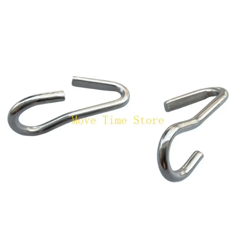 92ME Equine Curb Chain Hardware, Two Silver Stainless Steel Horse Bit Hook with Direct Placement Design for Gear Assembly and