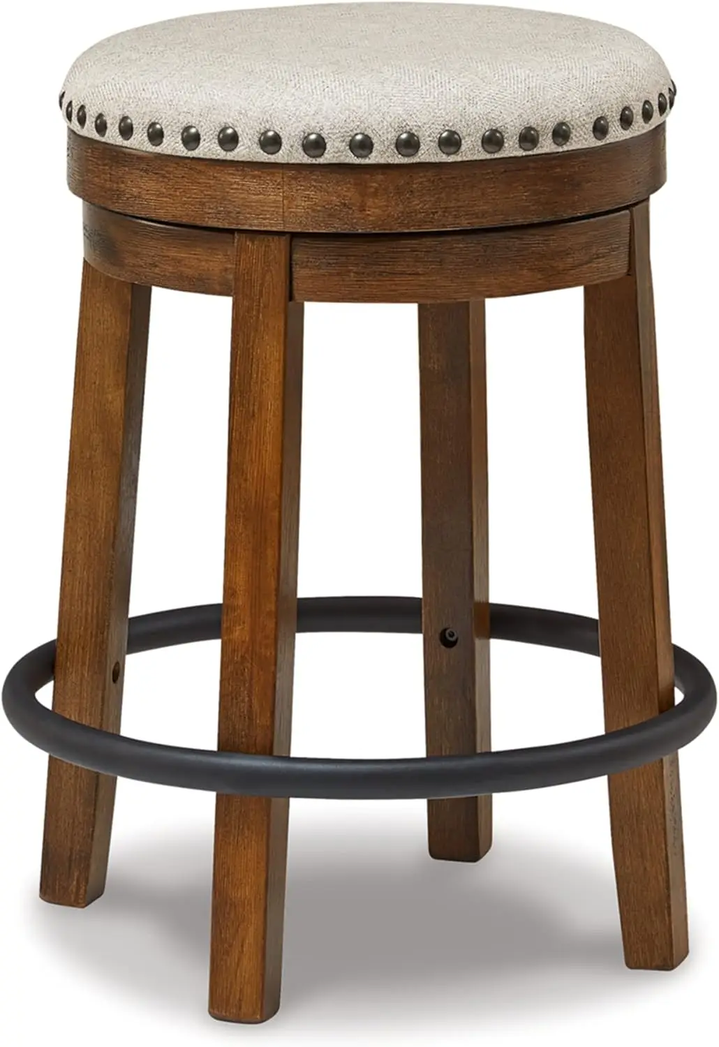 

Design by Ashley Valebeck 24" Counter Height Upholstered Swivel Stool, Brown & Black