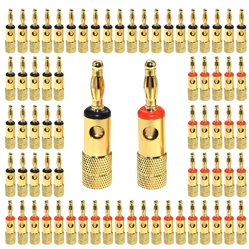 

8pcs 4mm Gold-Plated Musical Cable Wire Banana Plug Adapter Audio Speaker Connector Plated Musical for Speaker Wire Amplifiers