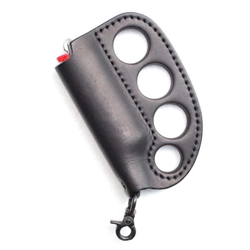 Outdoor Camping Self-defense Lighter Storage PU Leather Case, Portable Multi-purpose Fighting Keychain gifts
