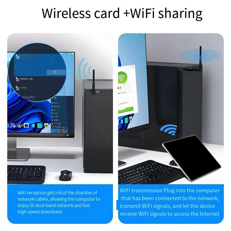 -MEOF NIC استقبال بدون سائق USB لاسلكي واي فاي الكل في واحد NIC استقبال الكمبيوتر المحمول واي فاي الارسال الخارجي استبدال قطع الغيار P