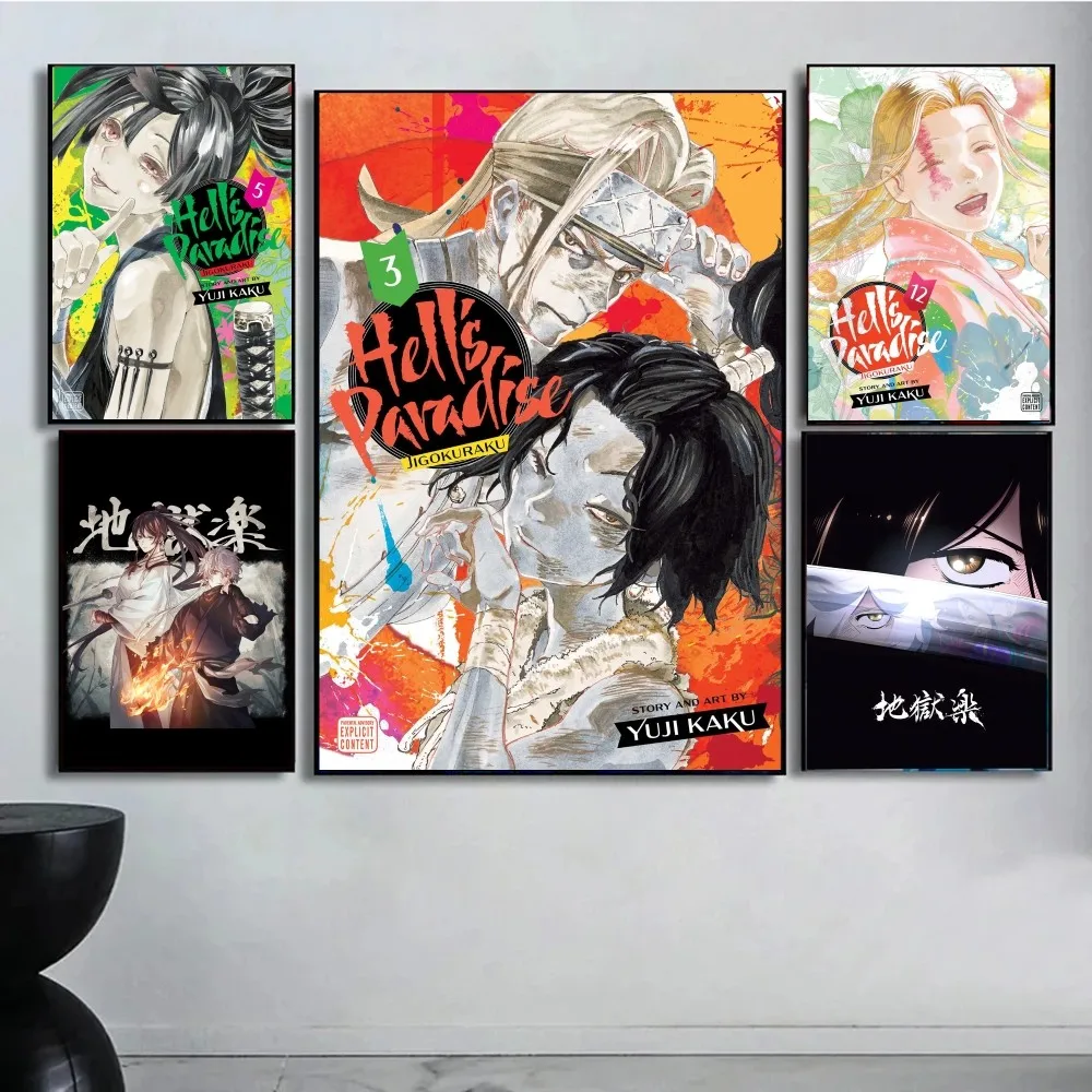 Hells Paradise Jigokuraku Anime Whitepaper Poster Waterproof Paper Sticker Coffee House Bar Aesthetic Art Wall Painting