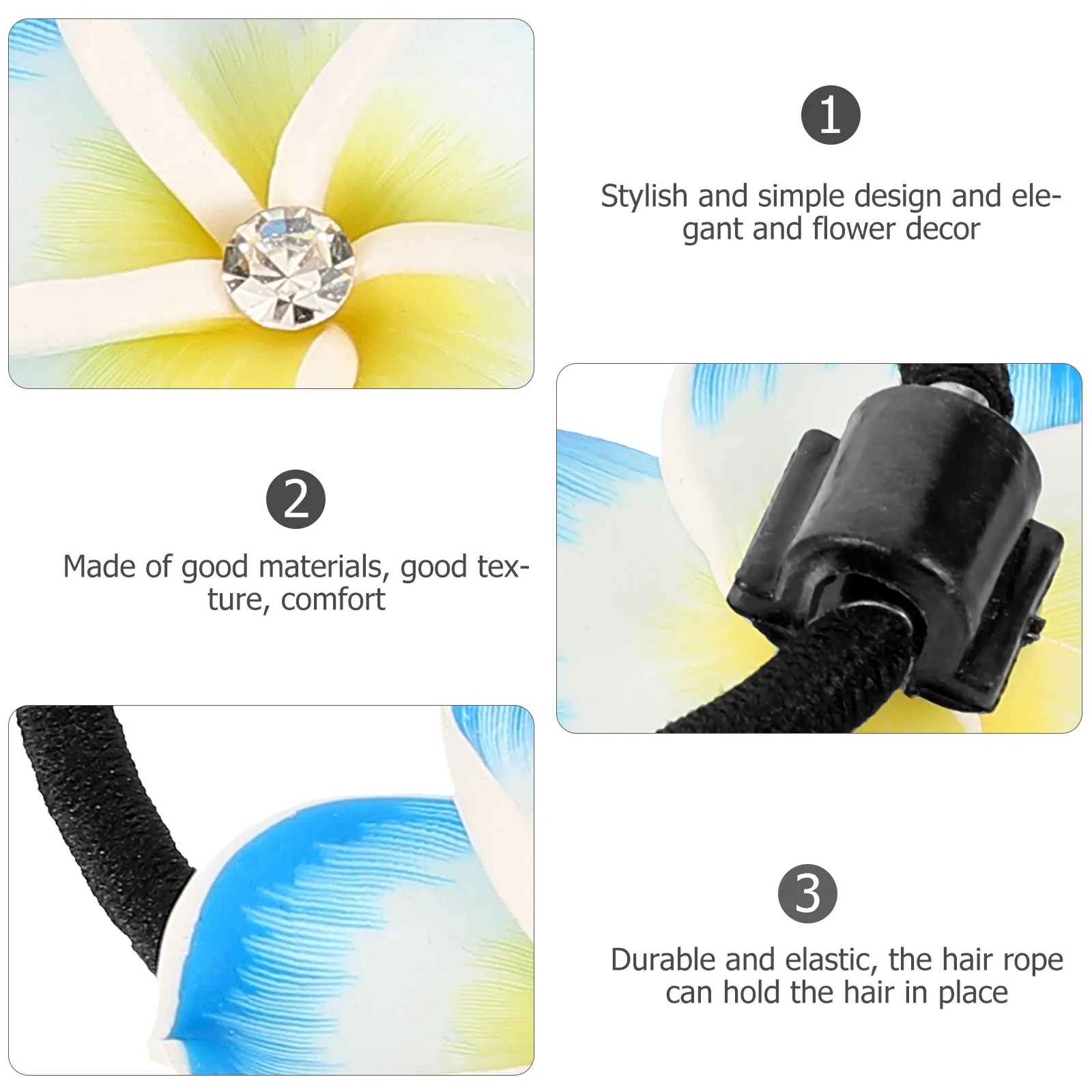 

2pcs Flower Scrunchies Elastic Ropes Stylish Headdress Party Daily Decor Thick Thin Hair Lazy Buns Ponytails Durable